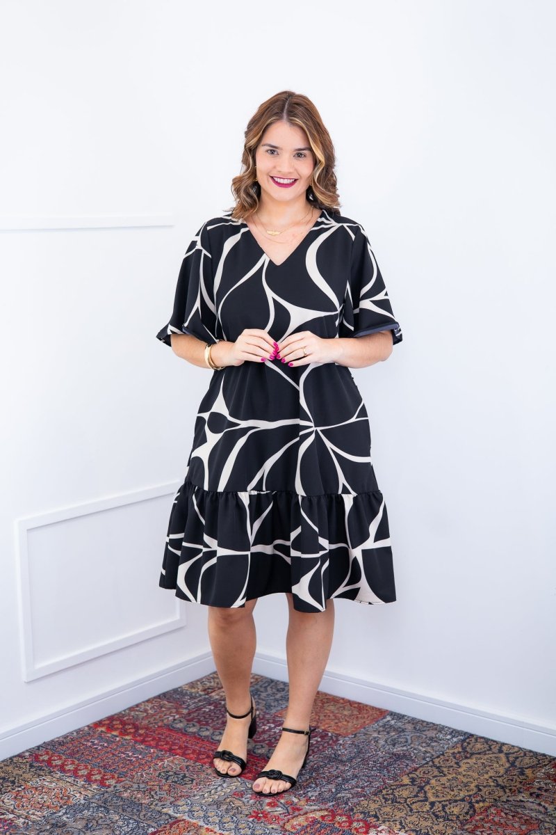 Vestido Monalisa – Midi com Manga Flare em Crepe - Naguirre Shop