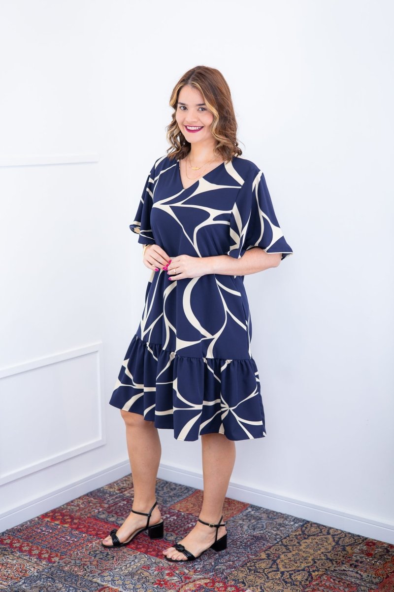 Vestido Monalisa – Midi com Manga Flare em Crepe - Naguirre Shop