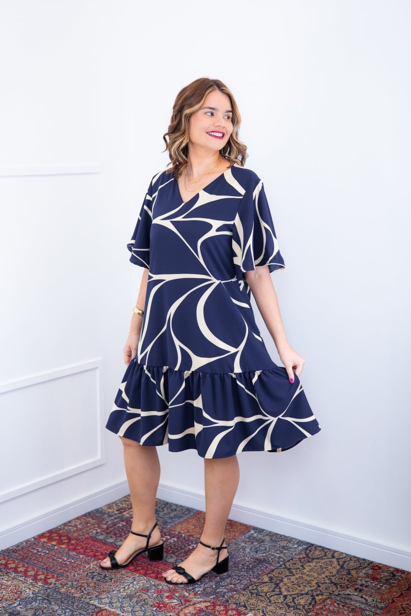 Vestido Monalisa – Midi com Manga Flare em Crepe - Naguirre Shop