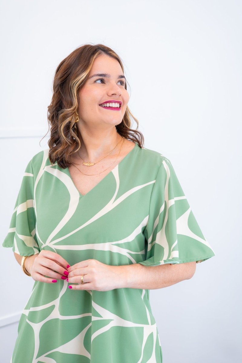 Vestido Monalisa – Midi com Manga Flare em Crepe - Naguirre Shop