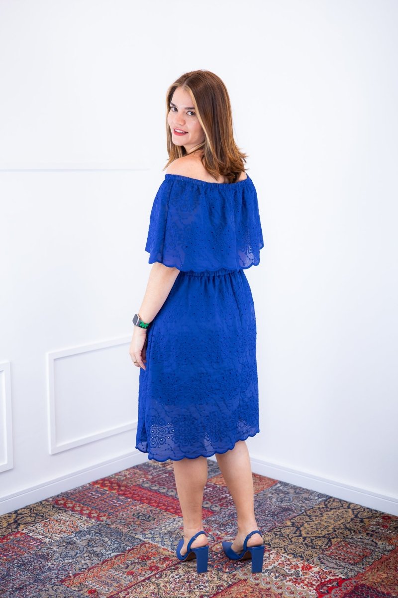 Vestido Nathalia – Midi em Laise Premium com Decote Ombro a Ombro - Naguirre Shop