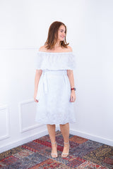 Vestido Nathalia – Midi em Laise Premium com Decote Ombro a Ombro - Naguirre Shop