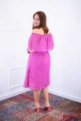 Vestido Nathalia – Midi em Laise Premium com Decote Ombro a Ombro - Naguirre Shop