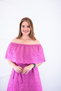 Vestido Nathalia – Midi em Laise Premium com Decote Ombro a Ombro - Naguirre Shop