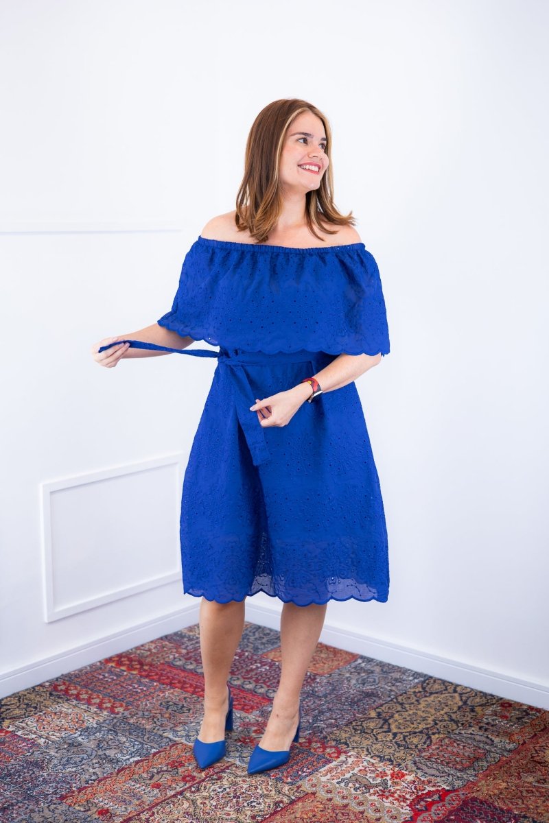 Vestido Nathalia – Midi em Laise Premium com Decote Ombro a Ombro - Naguirre Shop