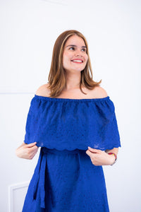 Vestido Nathalia – Midi em Laise Premium com Decote Ombro a Ombro - Naguirre Shop