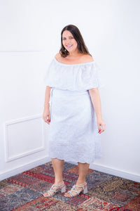 Vestido Nathalia – Midi em Laise Premium com Decote Ombro a Ombro - Naguirre Shop