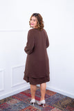 Vestido Priscila - Midi de Duas Camadas com Manga Longa em Crepe - Naguirre Shop