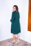 Vestido Priscila - Midi de Duas Camadas com Manga Longa em Crepe - Naguirre Shop