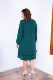 Vestido Priscila - Midi de Duas Camadas com Manga Longa em Crepe - Naguirre Shop