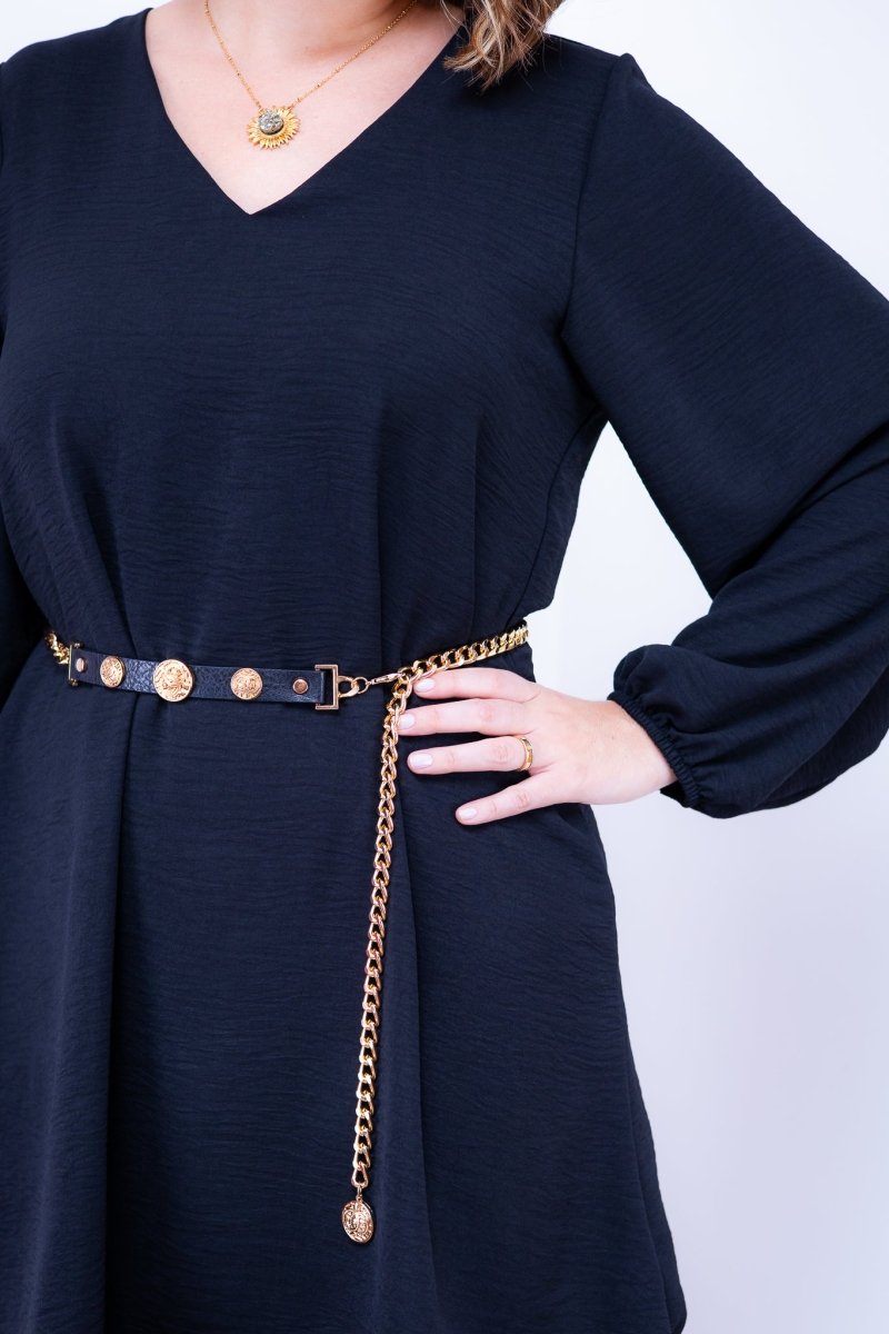 Vestido Priscila - Midi de Duas Camadas com Manga Longa em Crepe - Naguirre Shop