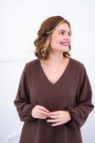 Vestido Priscila - Midi de Duas Camadas com Manga Longa em Crepe - Naguirre Shop