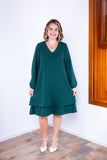 Vestido Priscila - Midi de Duas Camadas com Manga Longa em Crepe - Naguirre Shop