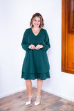 Vestido Priscila - Midi de Duas Camadas com Manga Longa em Crepe - Naguirre Shop