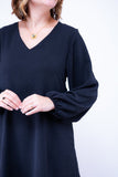 Vestido Priscila - Midi de Duas Camadas com Manga Longa em Crepe - Naguirre Shop