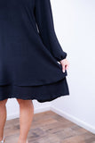 Vestido Priscila - Midi de Duas Camadas com Manga Longa em Crepe - Naguirre Shop