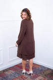 Vestido Priscila - Midi de Duas Camadas com Manga Longa em Crepe - Naguirre Shop