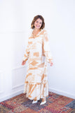 Vestido Rafaela - Longuete com Babado Gola V em Viscolinho - Naguirre Shop