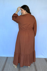 Vestido Rafaela - Longuete com Babado Gola V em Viscolinho - Naguirre Shop