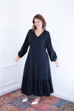 Vestido Rafaela - Longuete com Babado Gola V em Viscolinho - Naguirre Shop