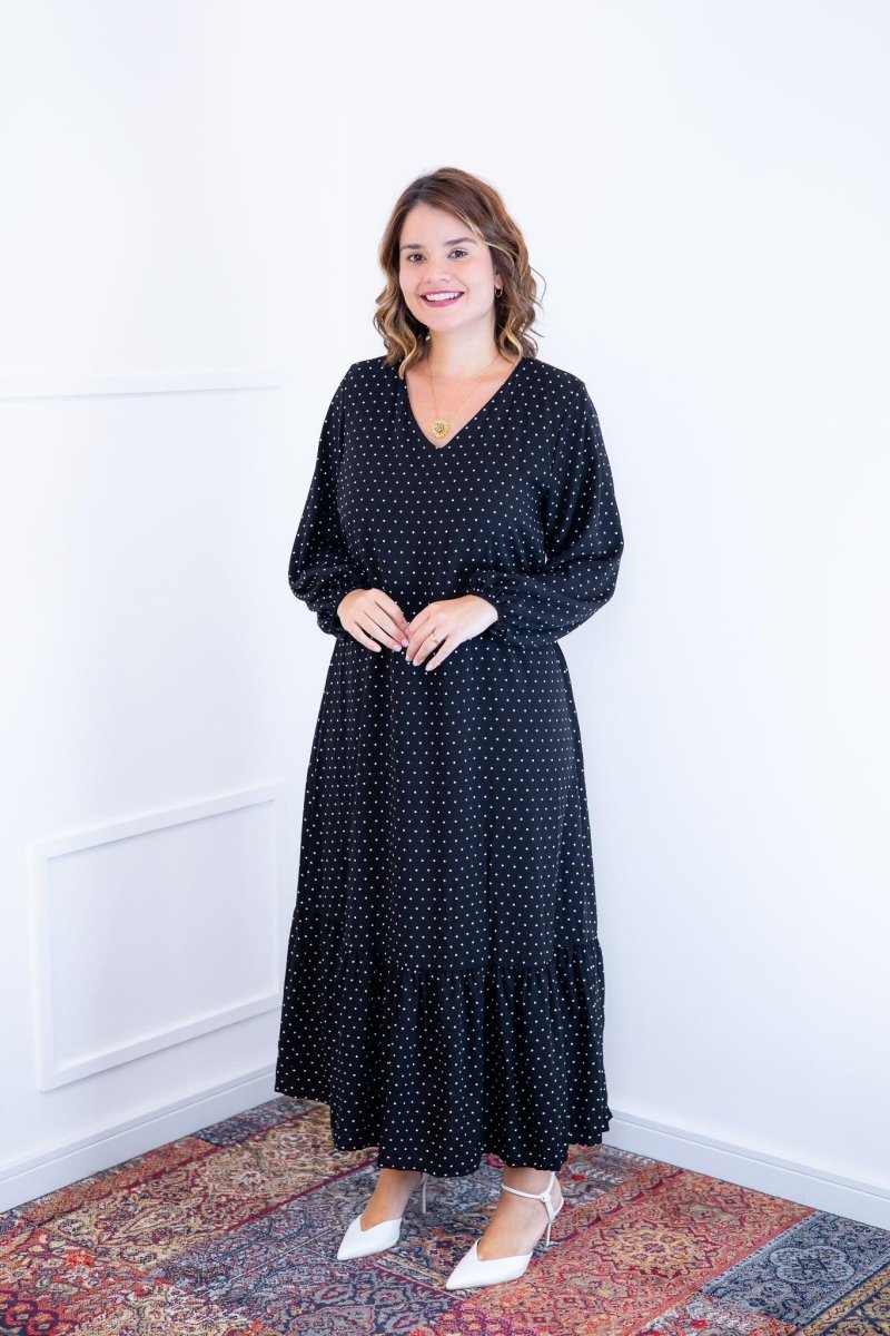 Vestido Rafaela - Longuete com Babado Gola V em Viscolinho - Naguirre Shop