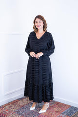 Vestido Rafaela - Longuete com Babado Gola V em Viscolinho - Naguirre Shop