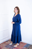 Vestido Rafaela - Longuete com Babado Gola V em Viscolinho - Naguirre Shop