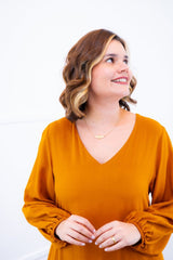 Vestido Rafaela - Longuete com Babado Gola V em Viscolinho - Naguirre Shop