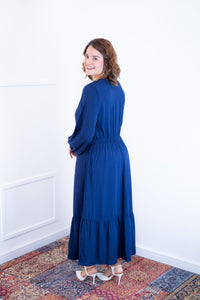 Vestido Rafaela - Longuete com Babado Gola V em Viscolinho - Naguirre Shop