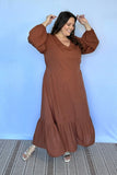 Vestido Rafaela - Longuete com Babado Gola V em Viscolinho - Naguirre Shop