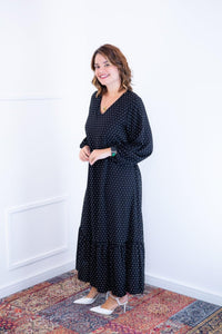 Vestido Rafaela - Longuete com Babado Gola V em Viscolinho - Naguirre Shop