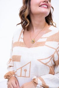 Vestido Rafaela - Longuete com Babado Gola V em Viscolinho - Naguirre Shop