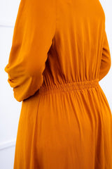 Vestido Rafaela - Longuete com Babado Gola V em Viscolinho - Naguirre Shop