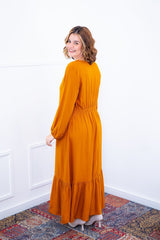 Vestido Rafaela - Longuete com Babado Gola V em Viscolinho - Naguirre Shop