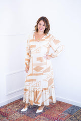 Vestido Rafaela - Longuete com Babado Gola V em Viscolinho - Naguirre Shop