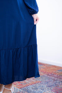 Vestido Rafaela - Longuete com Babado Gola V em Viscolinho - Naguirre Shop