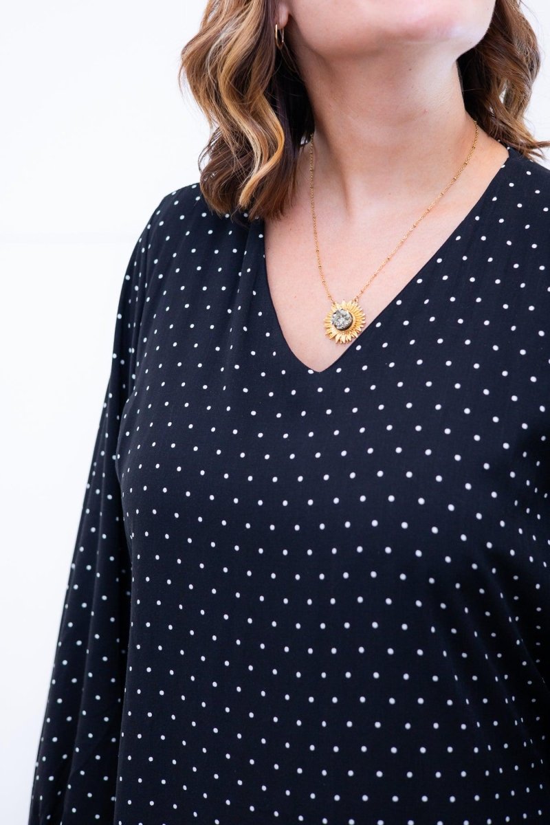 Vestido Rafaela - Longuete com Babado Gola V em Viscolinho - Naguirre Shop