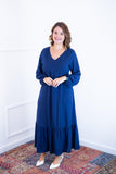 Vestido Rafaela - Longuete com Babado Gola V em Viscolinho - Naguirre Shop