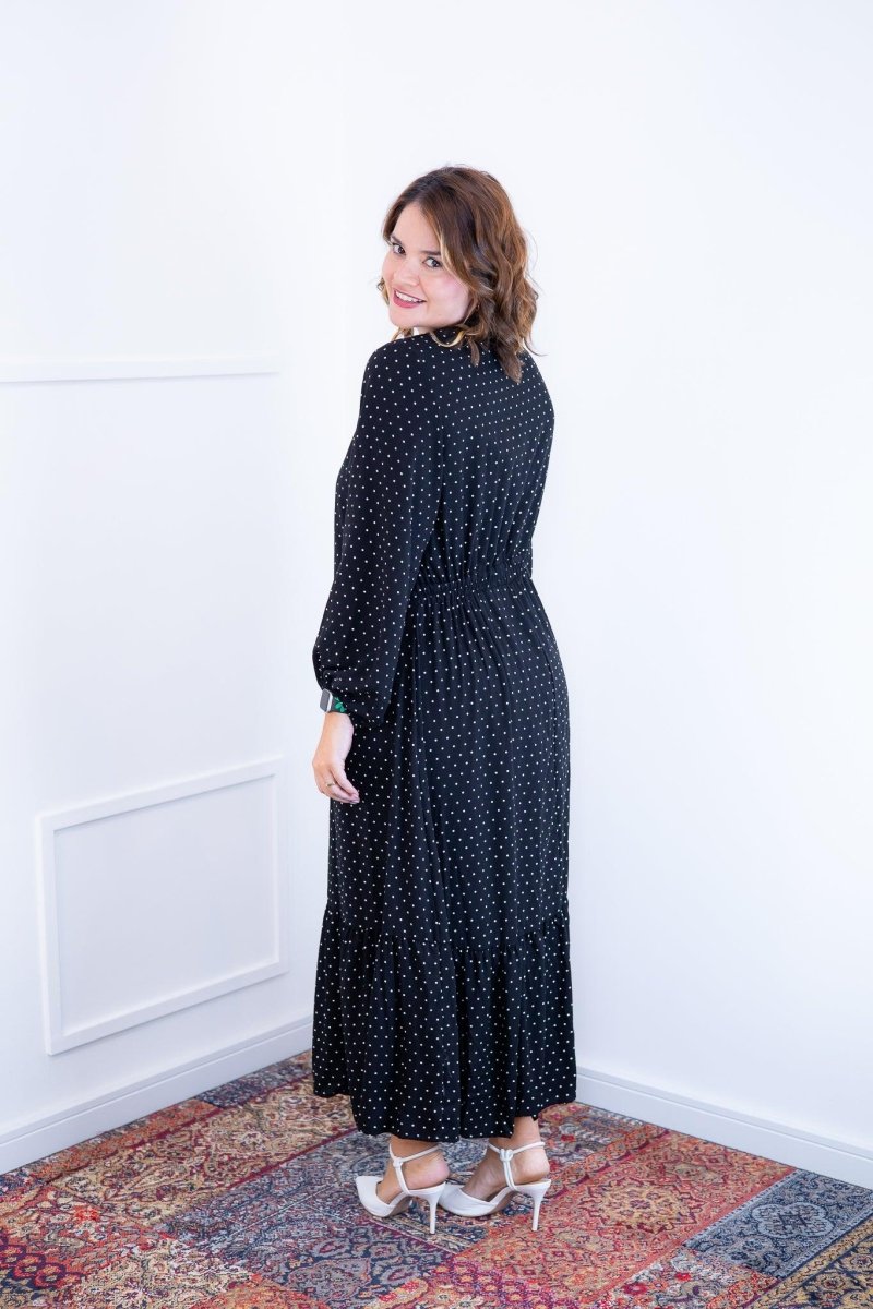 Vestido Rafaela - Longuete com Babado Gola V em Viscolinho - Naguirre Shop