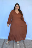 Vestido Rafaela - Longuete com Babado Gola V em Viscolinho - Naguirre Shop