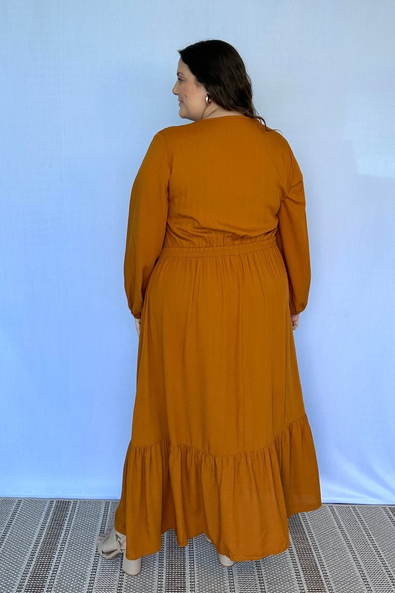 Vestido Rafaela - Longuete com Babado Gola V em Viscolinho - Naguirre Shop