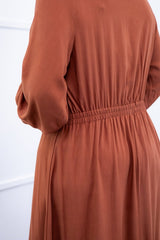 Vestido Rafaela - Longuete com Babado Gola V em Viscolinho - Naguirre Shop