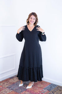 Vestido Rafaela - Longuete com Babado Gola V em Viscolinho - Naguirre Shop