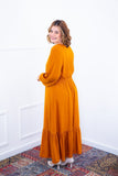 Vestido Rafaela - Longuete com Babado Gola V em Viscolinho - Naguirre Shop