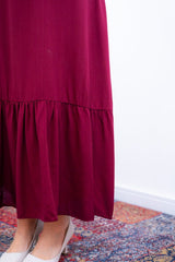 Vestido Rafaela - Longuete com Babado Gola V em Viscolinho - Naguirre Shop