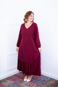 Vestido Rafaela - Longuete com Babado Gola V em Viscolinho - Naguirre Shop