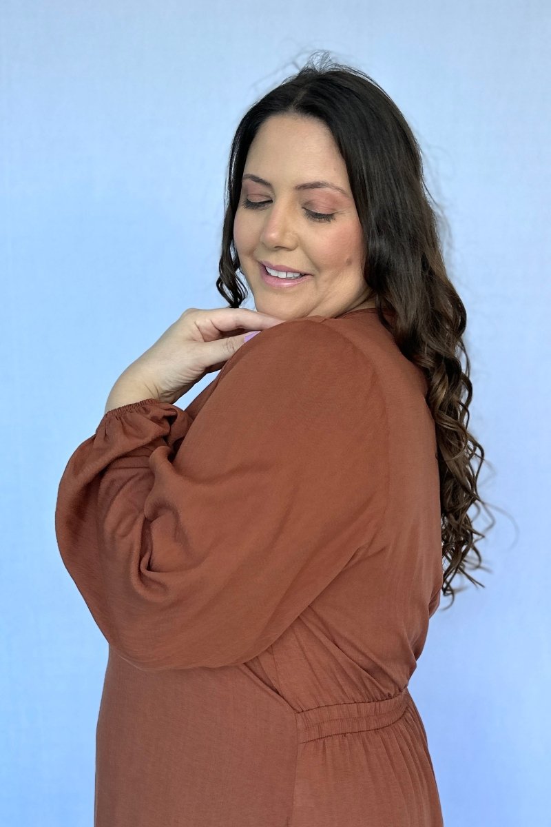 Vestido Rafaela - Longuete com Babado Gola V em Viscolinho - Naguirre Shop