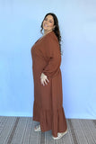Vestido Rafaela - Longuete com Babado Gola V em Viscolinho - Naguirre Shop