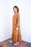 Vestido Rafaela - Longuete com Babado Gola V em Viscolinho - Naguirre Shop