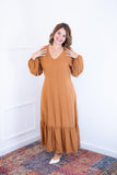 Vestido Rafaela - Longuete com Babado Gola V em Viscolinho - Naguirre Shop